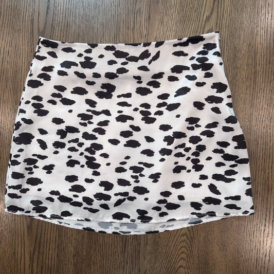 Altar’d State Animal Print Satin Mini Skirt Size Small Lined Black White
