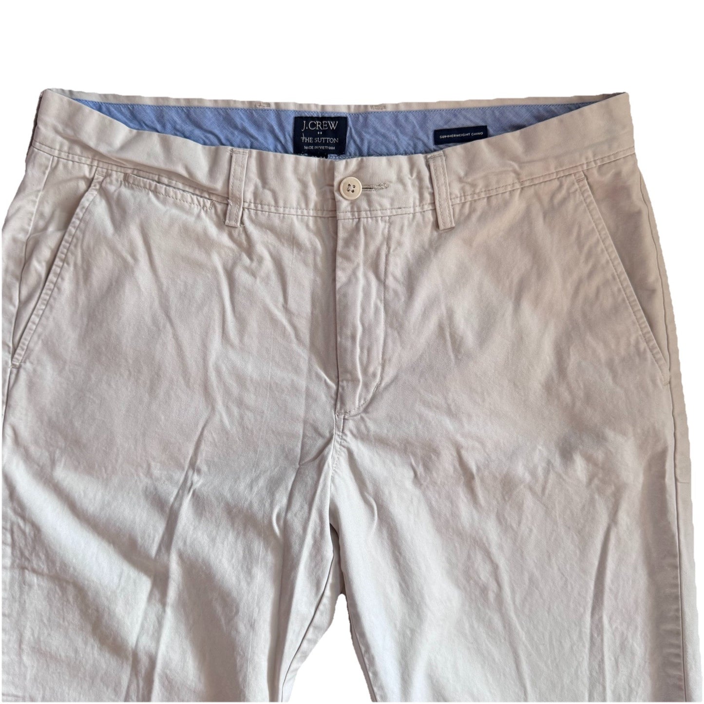 J.Crew Sutton Summerweight Chino Pants 32x34 | 100% Cotton Beige Slim Fit