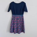 Matilda Jane Small Dress Blue Pink Floral Striped Modest Fit & Flare Pockets