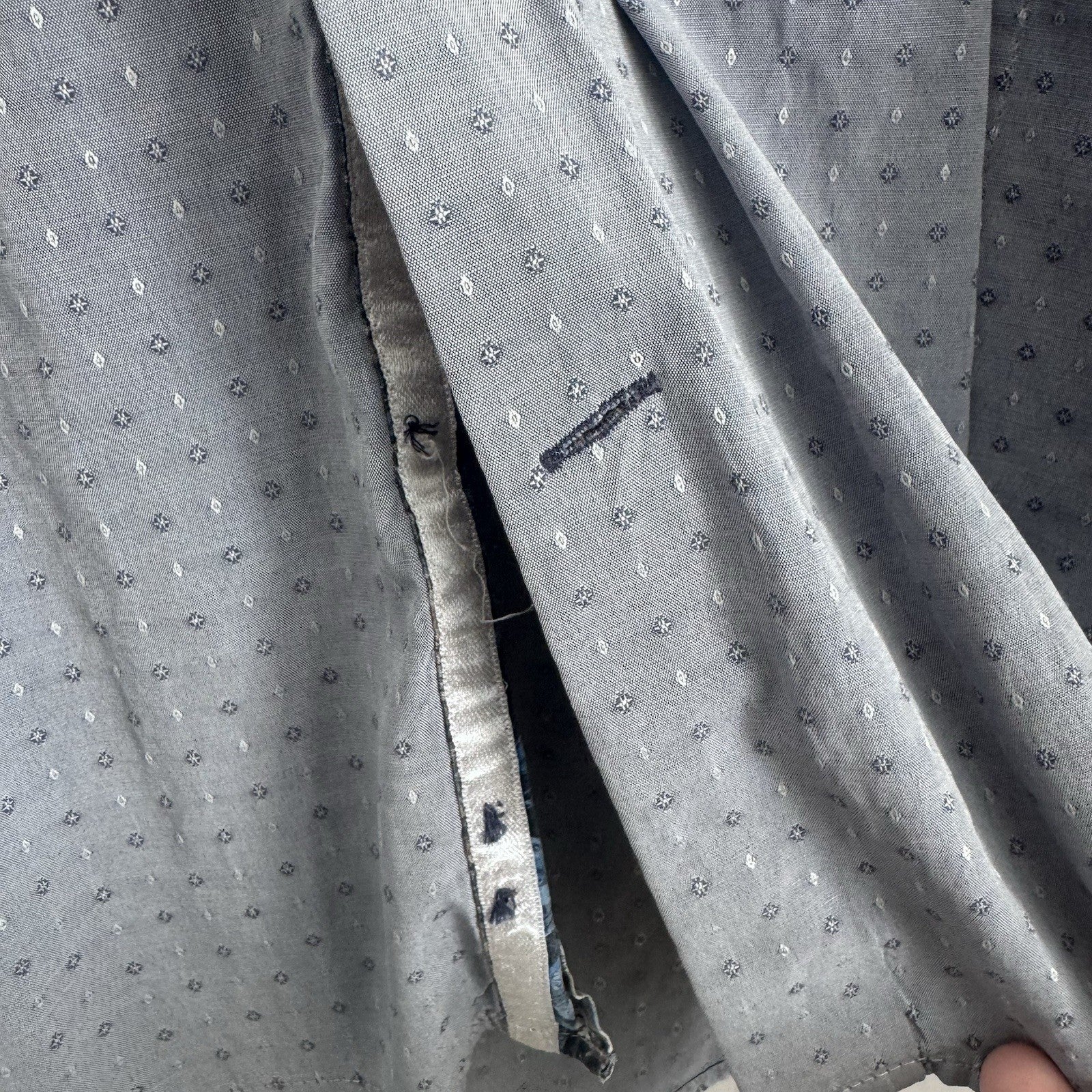 RGB Black Label Mens XL Blue Micro Dot Shirt Floral Trim Cotton