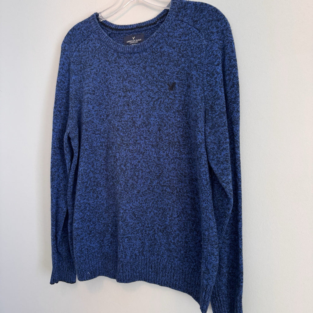 American Eagle Classic Fit Blue Black Marled Wool Blend Crewneck Sweater Men’s M