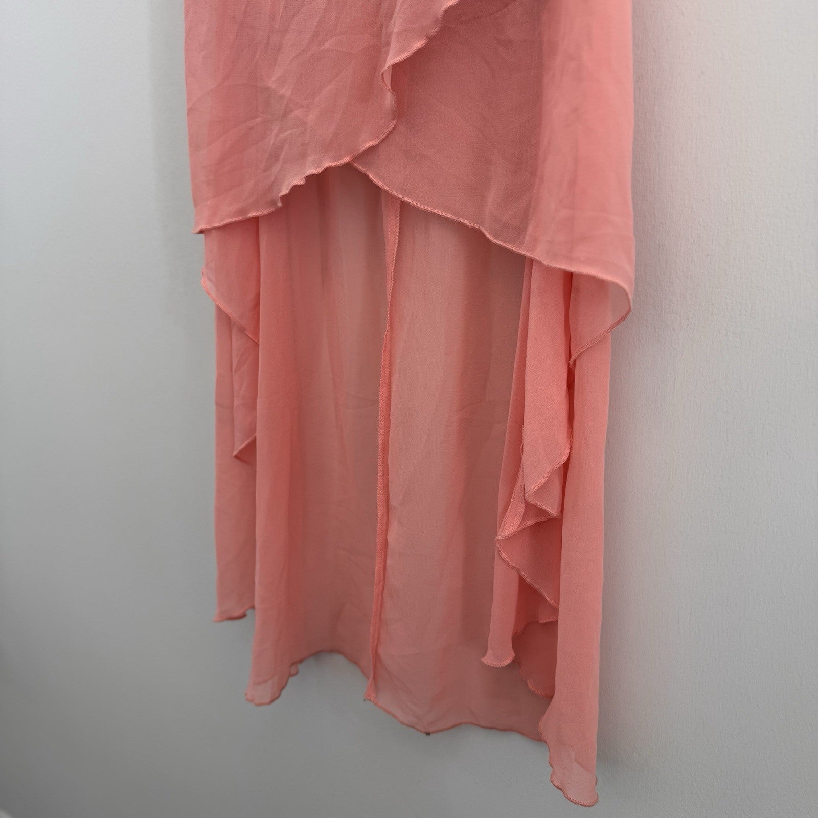 Body Central Y2K Strapless Dress Pink Black Hi-Low Chiffon S NWT