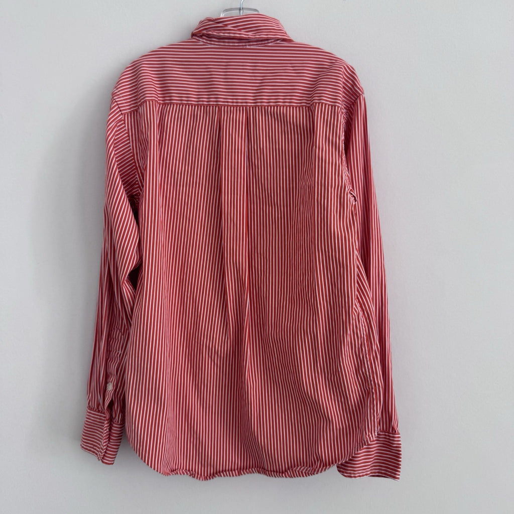 Polo Ralph Lauren Boys Red White Stripe Button Down Shirt S 8 10