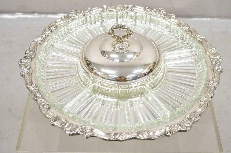 Vintage Sheridan Silver Plated Lazy Susan Revolving Serving Party Platter Tray