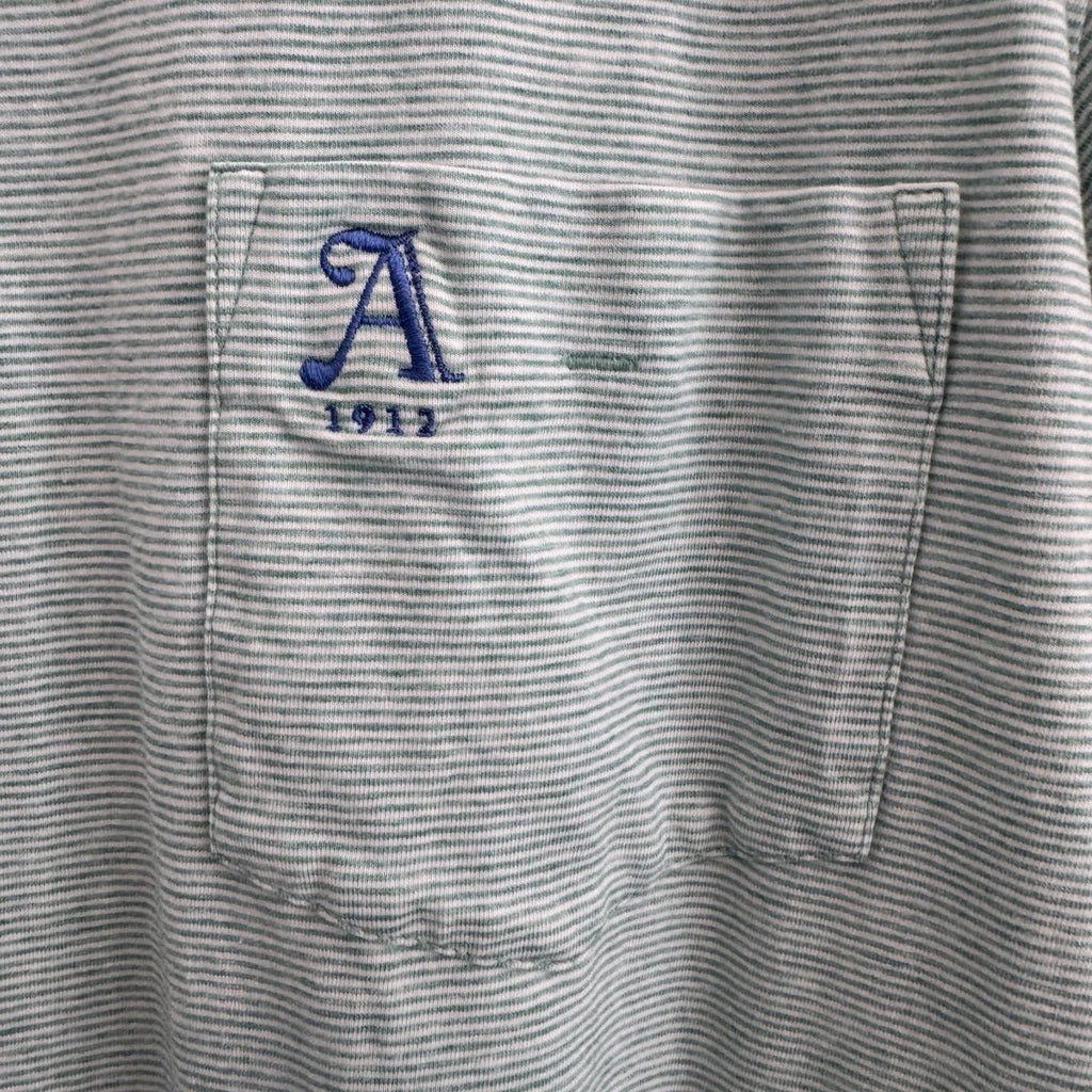B. Draddy Men Medium Pima Cotton Polo Green Striped A 1912 Logo Made In Peru
