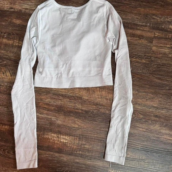 Lululemon Align Ribbed Long Sleeve Crop Top Gray Size 4