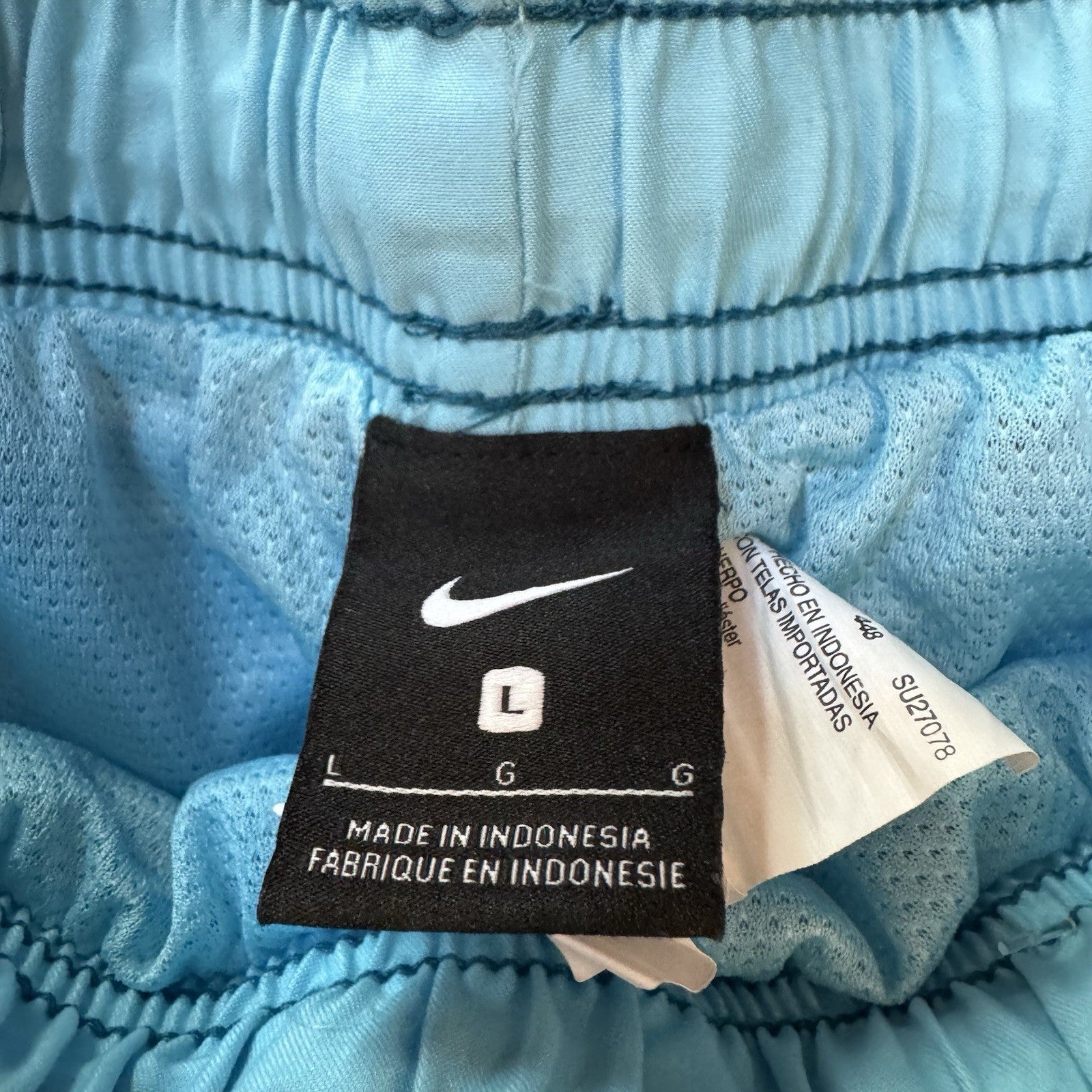 Nike Men’s Blue Swim Trunks Size Large | NESS9514 Geometric Print Lined
