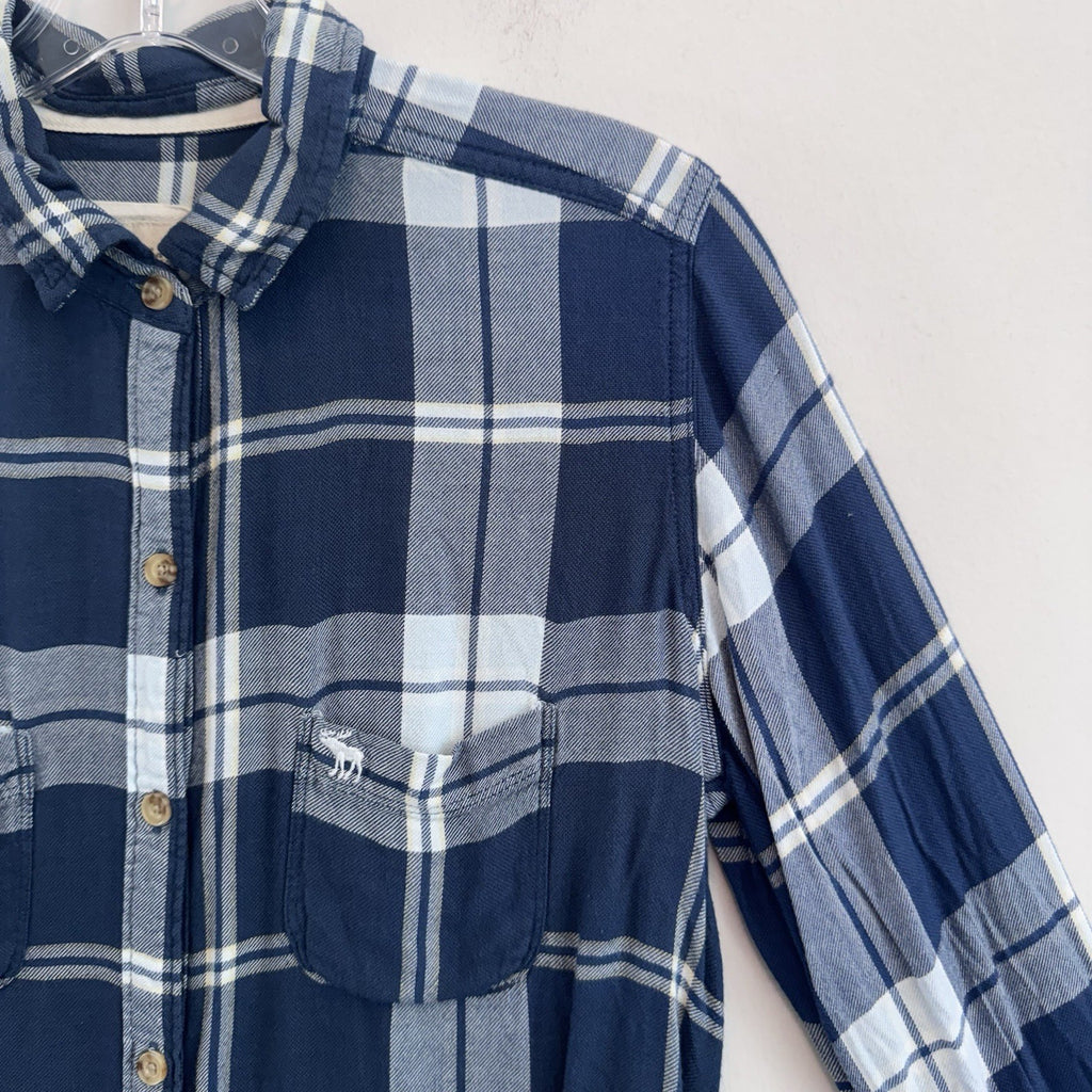 Abercrombie & Fitch Plaid Button Up Shirt Women S Blue Flannel Top