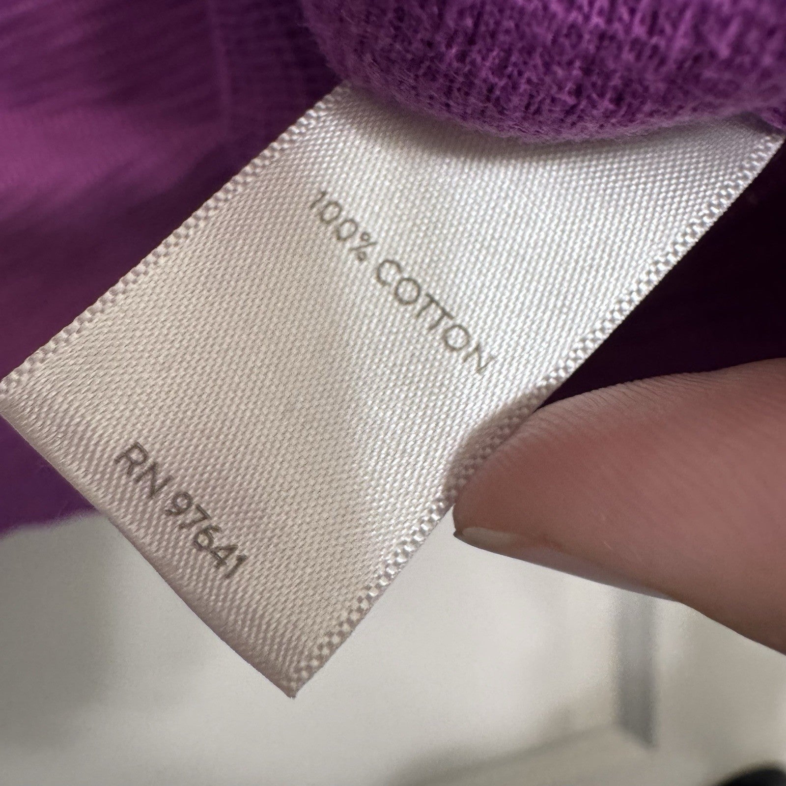 J. Jill Purple Button Front Cotton Knit Top M Petite 3/4 Sleeve Textured