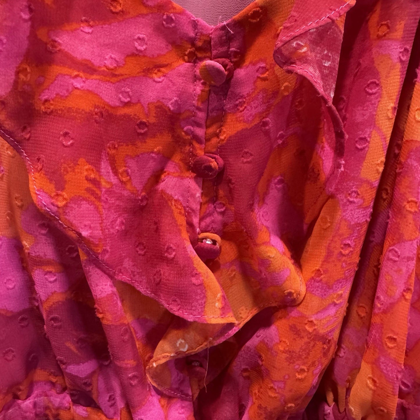 Torrid Pink & Orange Ruffle Tank Top | Size 2 | Drawstring Waist