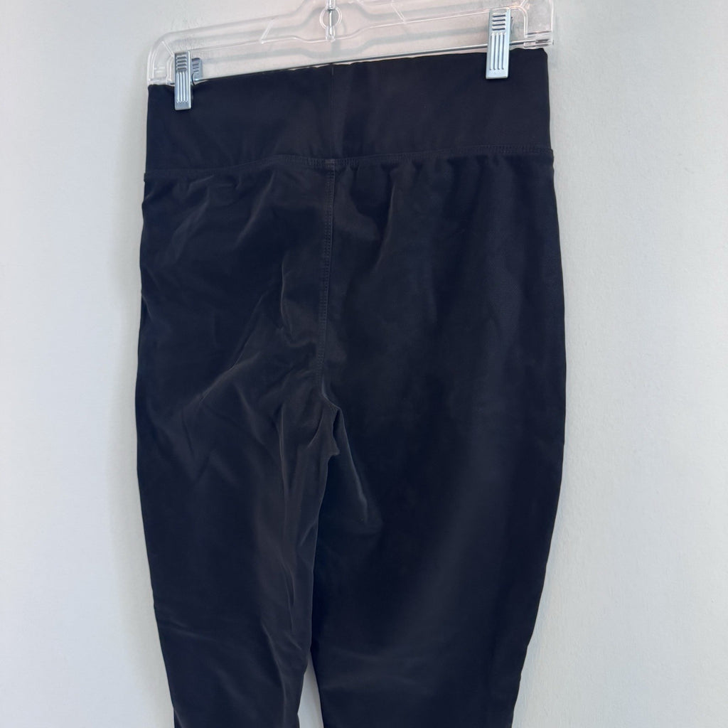 Buckle Black Faux Leather Leggings Women M High Rise Pull On Skinny