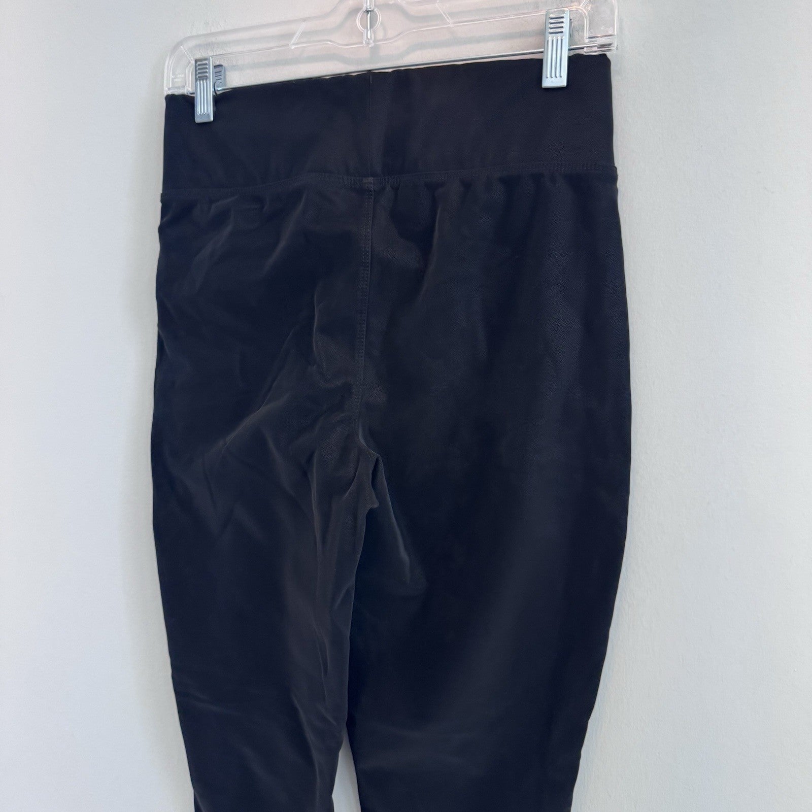 Buckle Black Faux Leather Leggings Women M High Rise Pull On Skinny