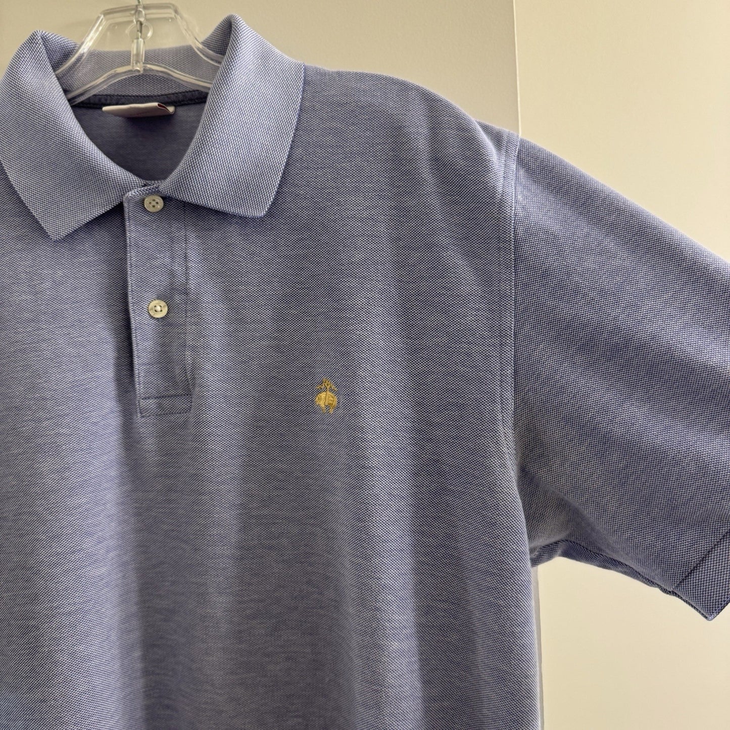 Brooks Brothers 346 Polo Shirt L Blue Cotton Performance Original Fit