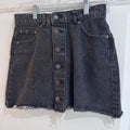 Pull&Bear Black Button Front Denim Mini Skirt Raw Hem Size 26