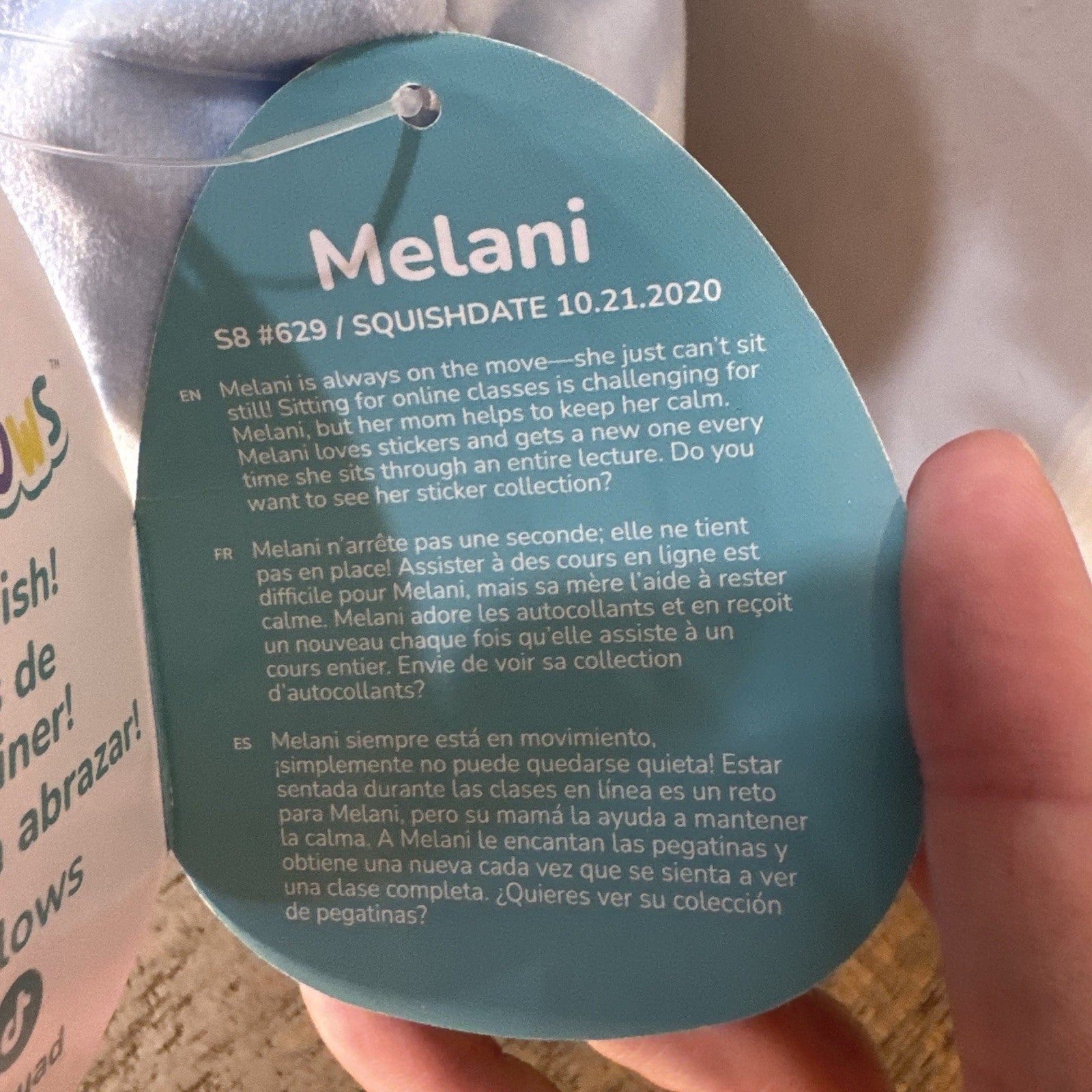 Squishmallows Melani Blue Fox 8” Plush Gold Ears Original Hang Tags Jazwares
