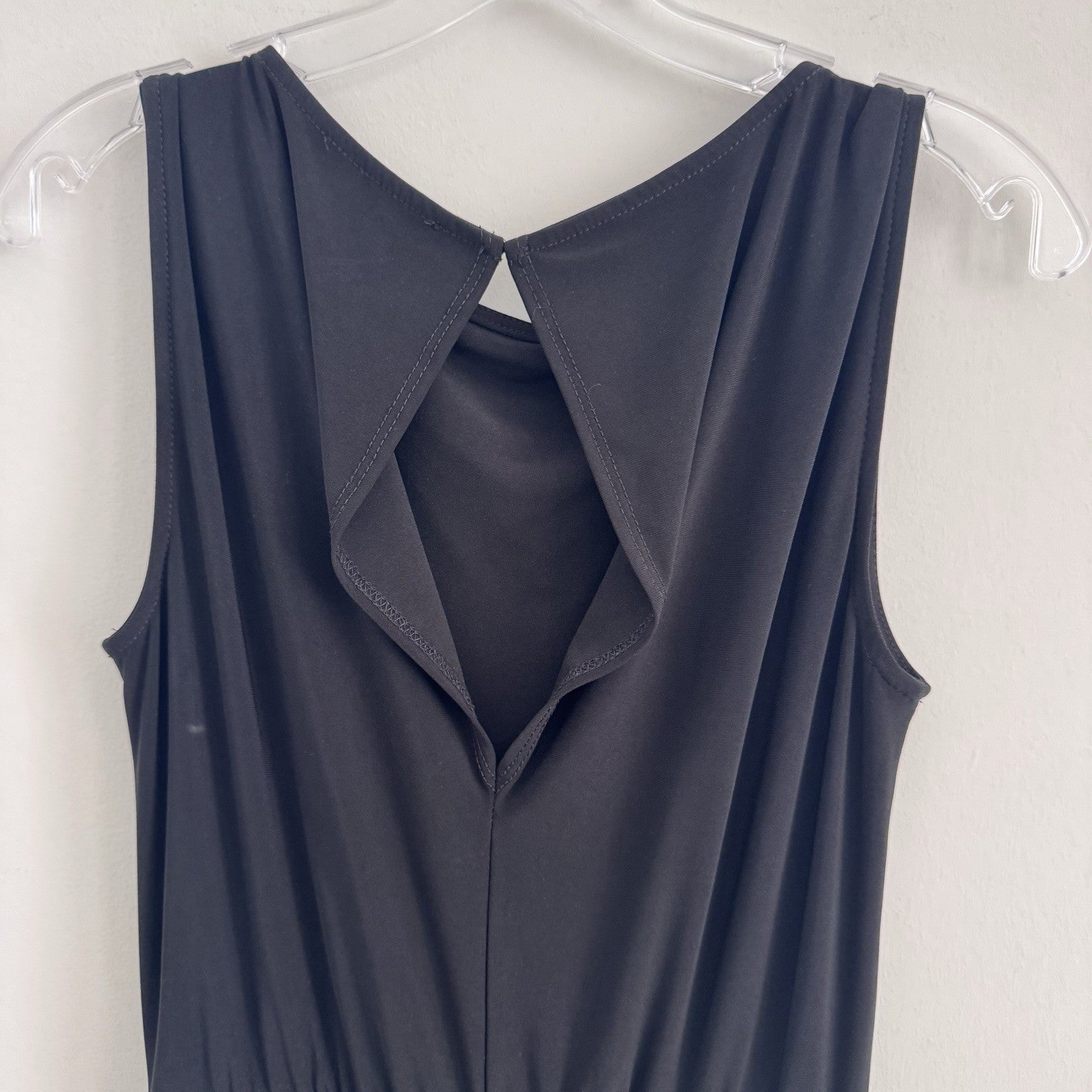 Express Women M Navy Sleeveless Jumpsuit Wide Leg Stretch Made USA