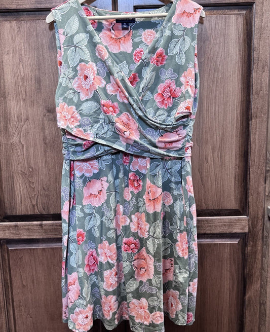 Lands’ End Floral Sleeveless Dress XL 18 