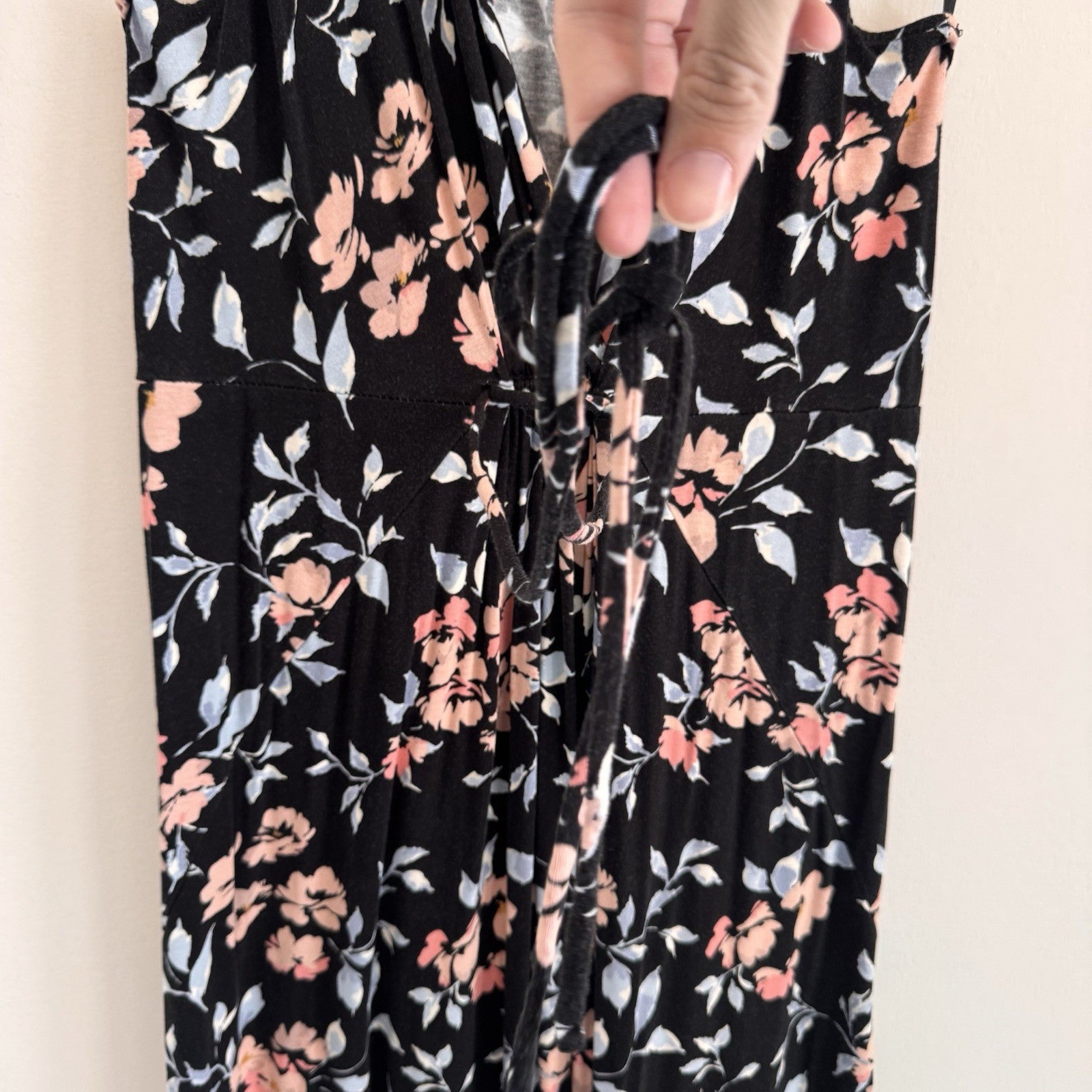 Motherhood Maternity Womens L Floral V-Neck Sleeveless Maxi Dress Soft Stretch