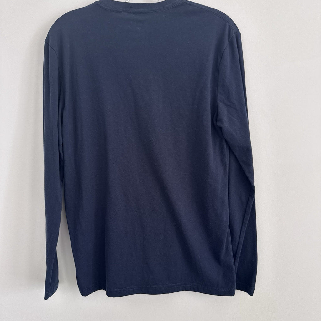 True Classic Navy Long Sleeve T Shirt Mens Small Cotton Blend