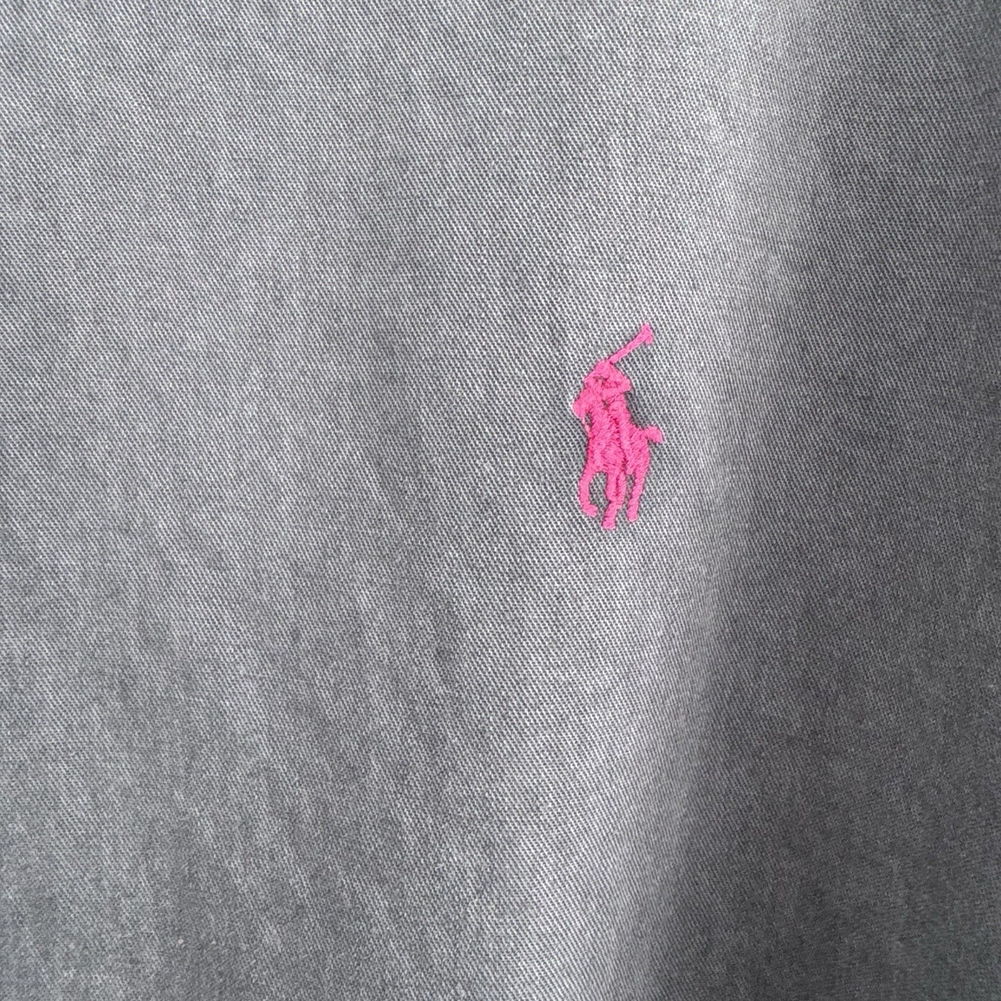 Ralph Lauren XL Green Button Down Shirt Pink Pony 100% Cotton