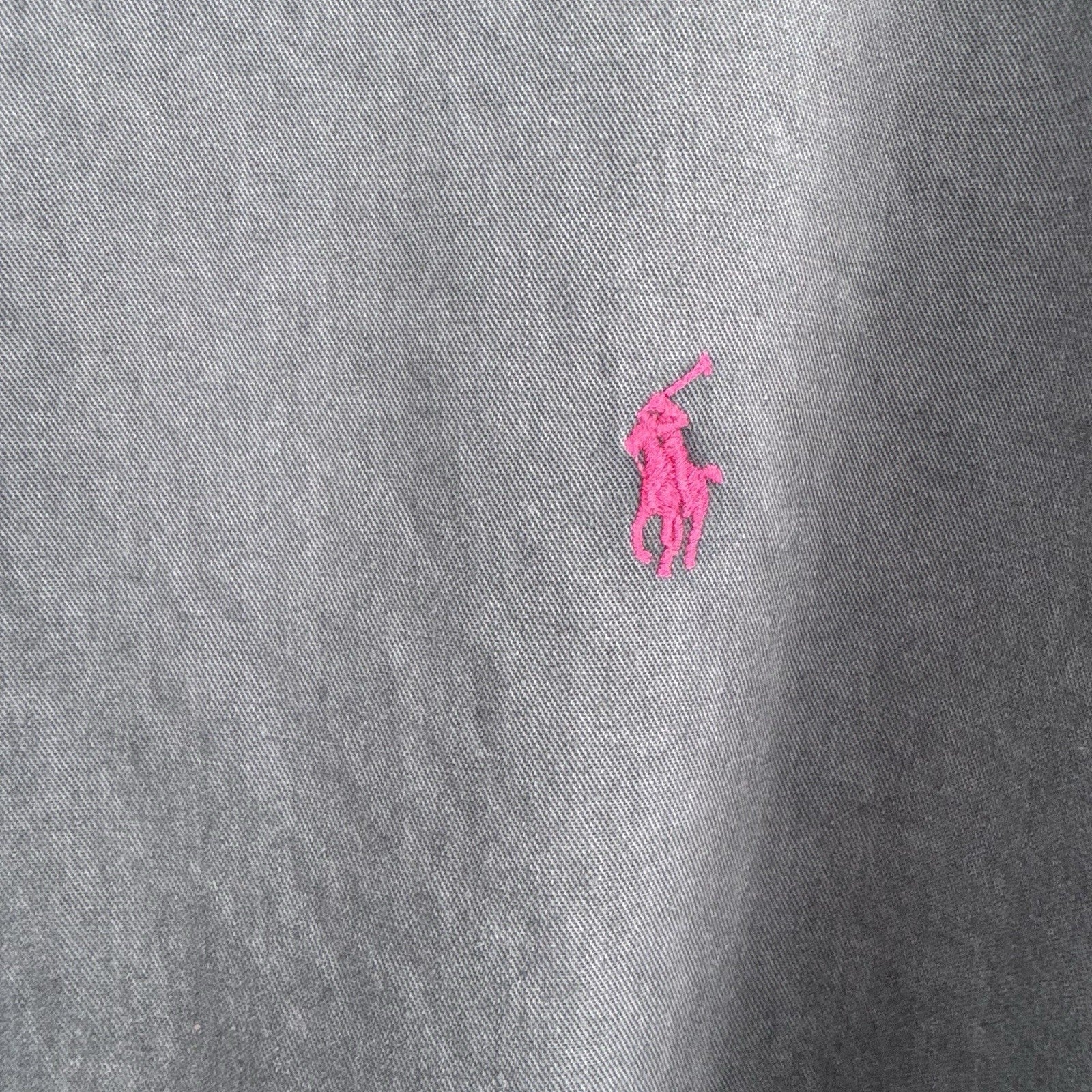 Ralph Lauren XL Green Button Down Shirt Pink Pony 100% Cotton