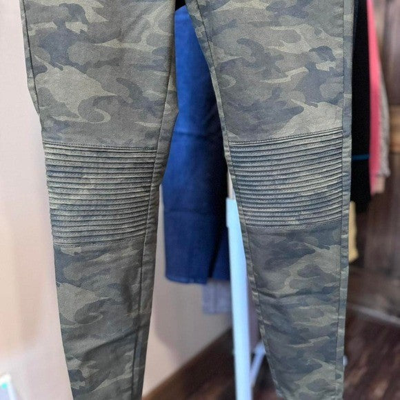z1975 Zara Basic Skinny Moto Pants Women's Size 6 Camo Zippers