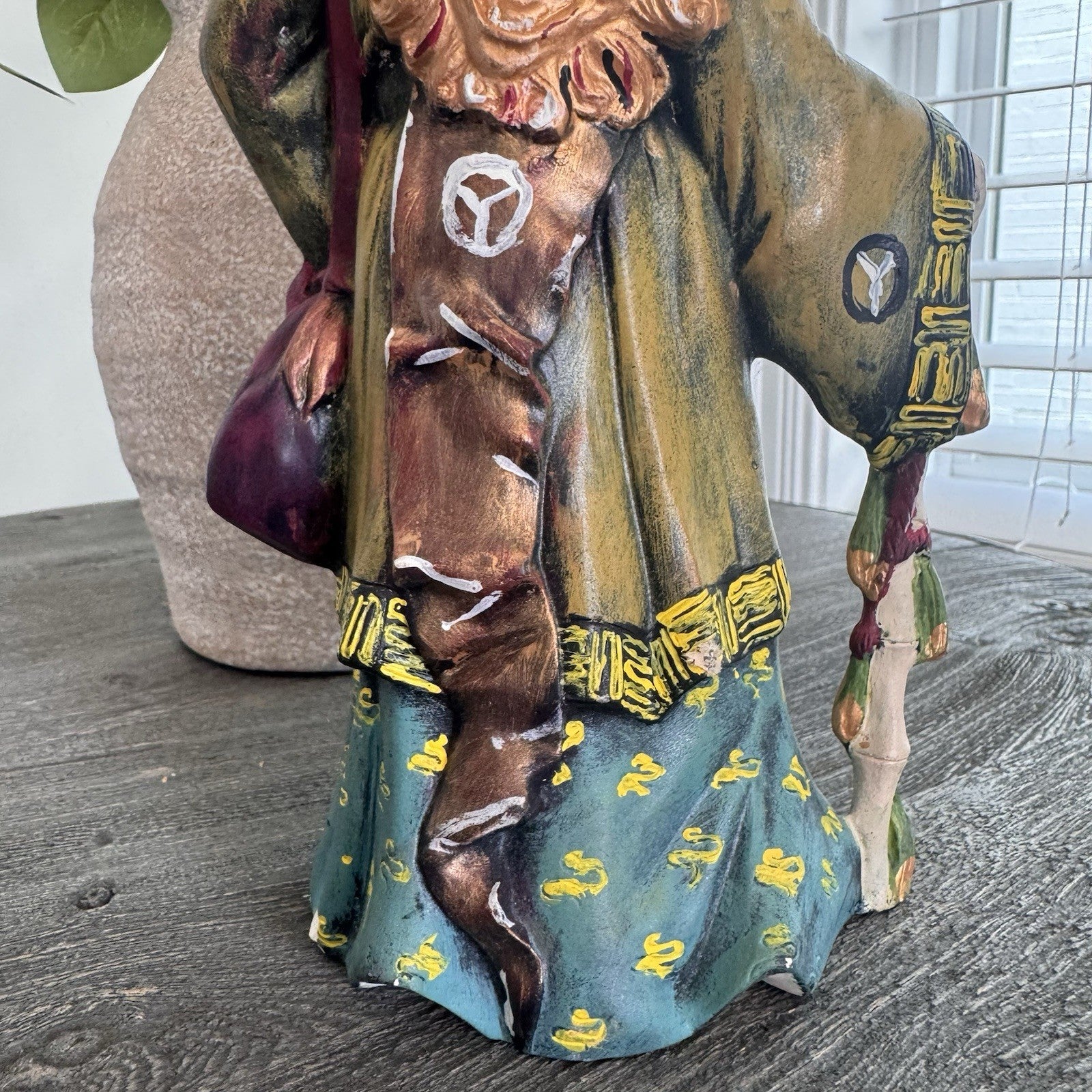 Vintage Oriental Wizard Figurine Wise Man Yin Yang Immortals Chinoiserie 9"