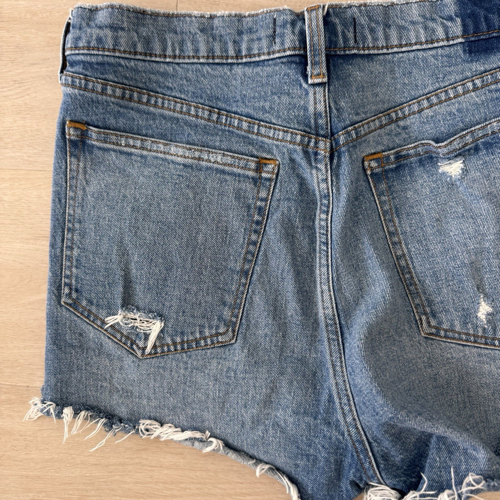 Abercrombie Women’s Mom Shorts High Rise Distressed Denim Cutoff 31/12