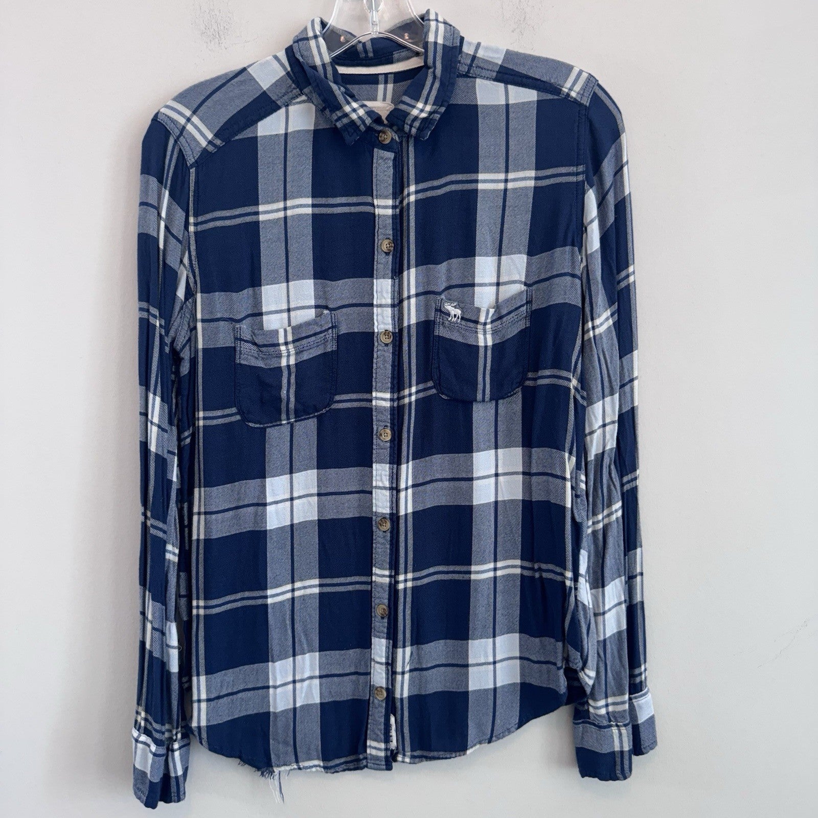 Abercrombie & Fitch Plaid Button Up Shirt Women S Blue Flannel Top