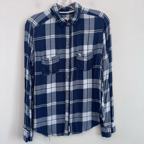 Abercrombie & Fitch Plaid Button Up Shirt Women S Blue Flannel Top
