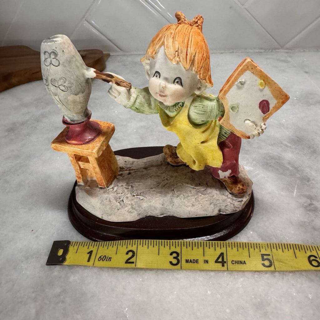 VTG Charles Serouya Young Artist Figurine Little Painter Girl  Child Sculpture