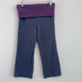 Alo Yoga Air Land Ocean Crop Yoga Pants Grey Pink Stripe Fold Over Waist Medium
