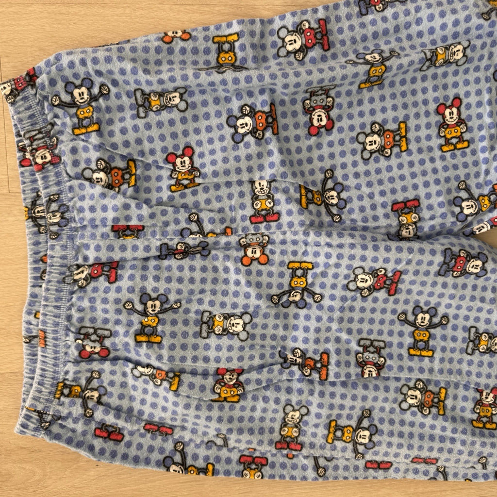 Vintage Mickey Mouse Pajama Set L Disney Flannel Sleepwear Y2K Lounge Set
