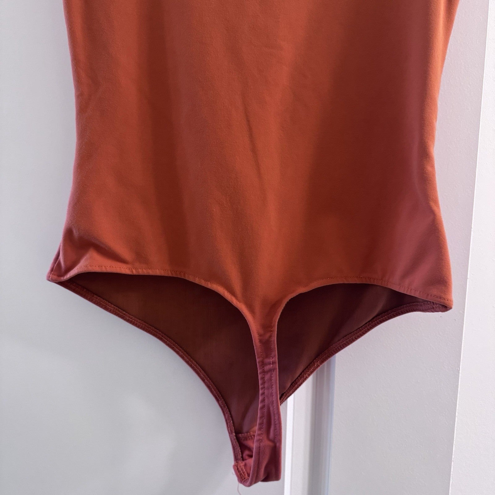 Autumn Baby Rust Red Square Neck Bodysuit Cap Sleeve Stretchy Size S