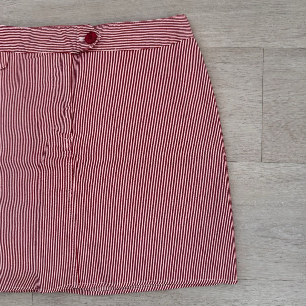 Women’s Briggs New York Red White Striped Skirt Sz 10 Cotton Stretch