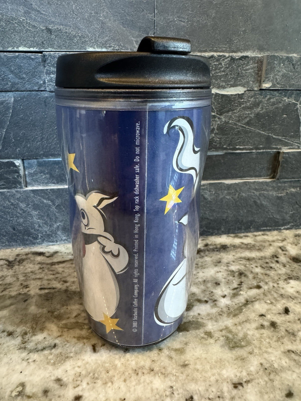 Starbucks Halloween Ghost Barista Plastic Coffee Travel Mug 2001-03. 8oz RARE