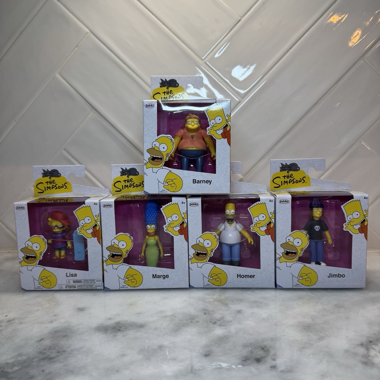 The Simpsons Action Figure Lot Homer Marge Lisa Barney Jimbo Jakks 2.5” Complete