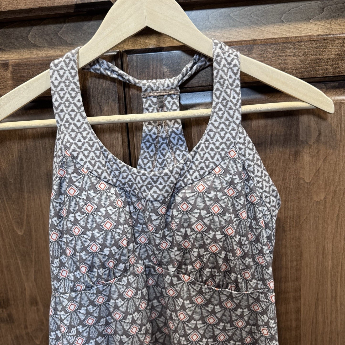 prAna Women’s Small Sleeveless Active Dress Geo Print Racerback Recycled Fabric