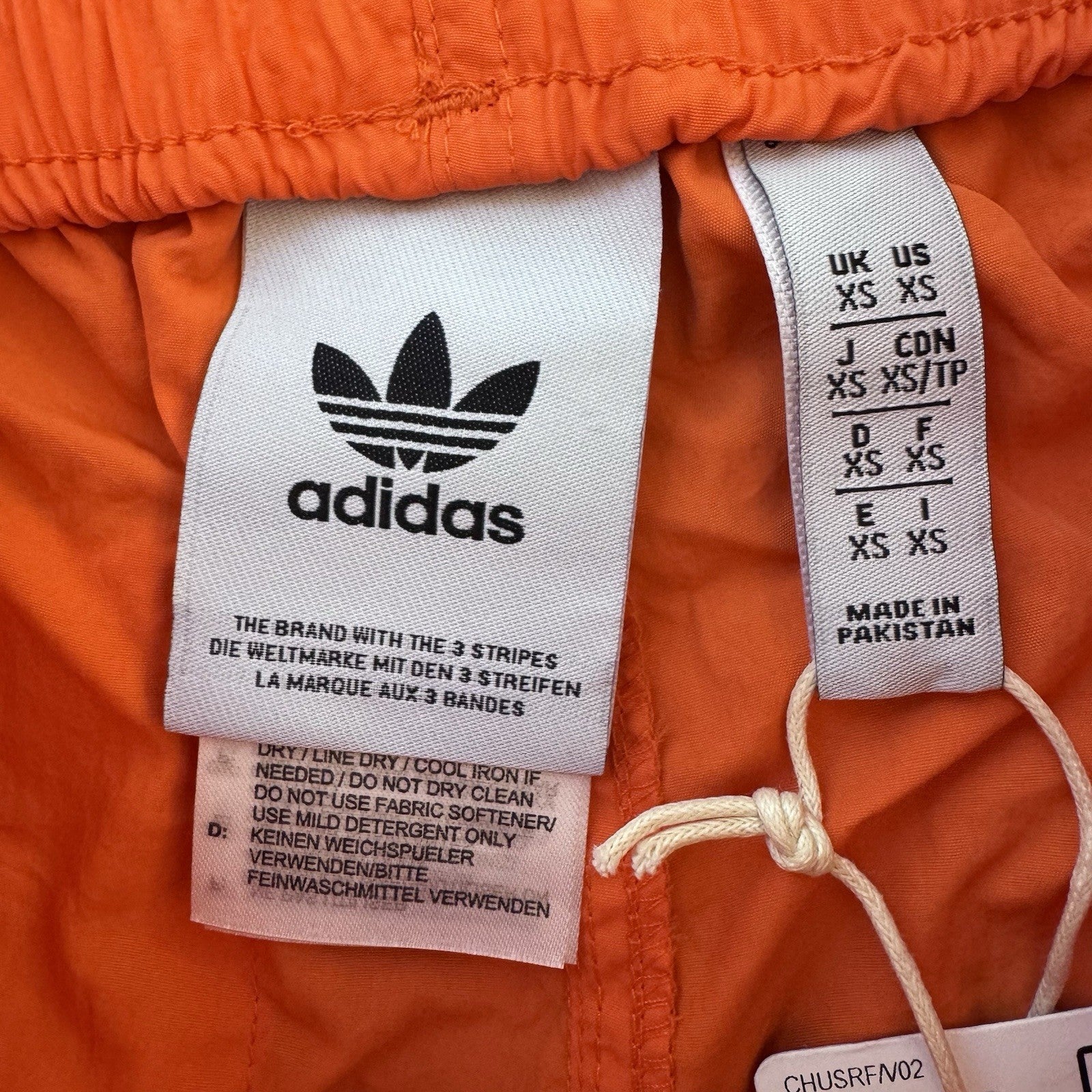 NWT Adidas Originals Orange 3-Stripe Shorts XS Drawstring  Retro Tennessee