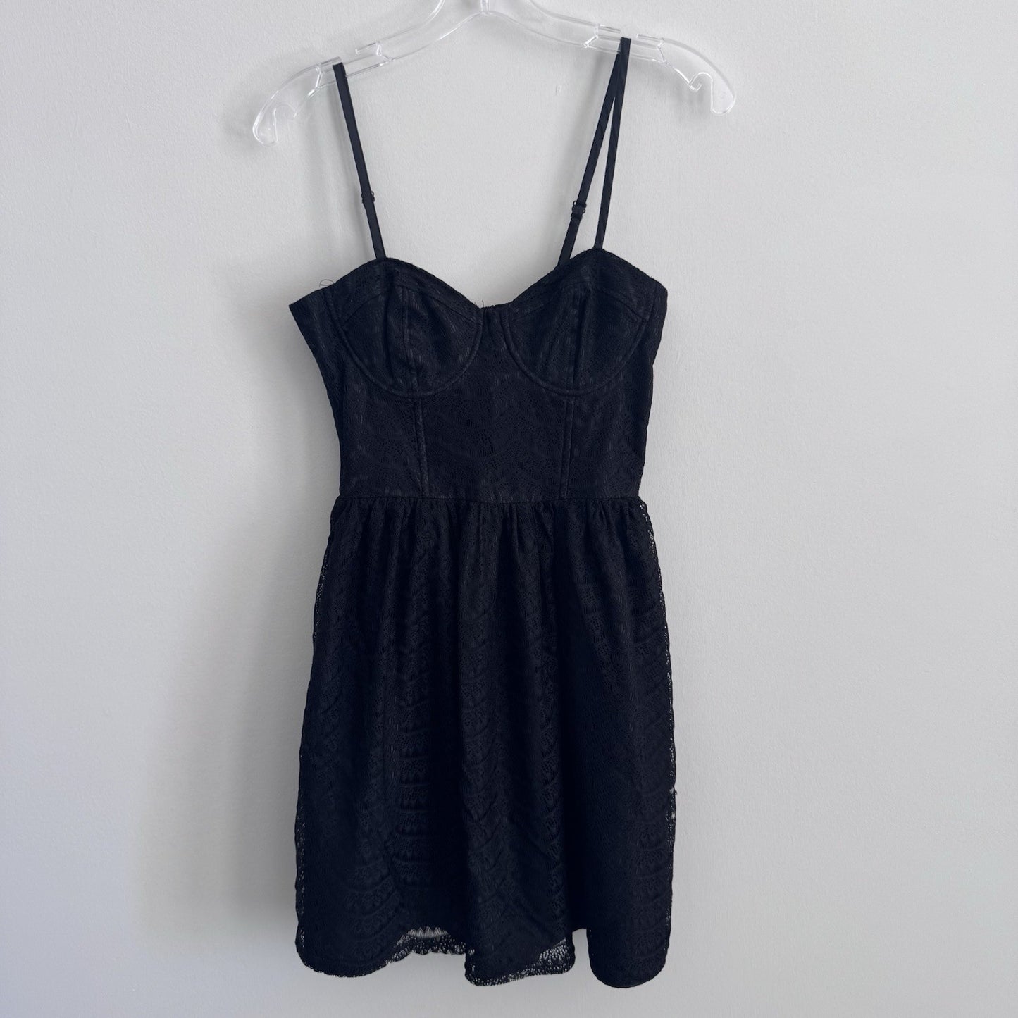 American Rag Company Black Lace Bustier Fit Flare Dress XS Mini