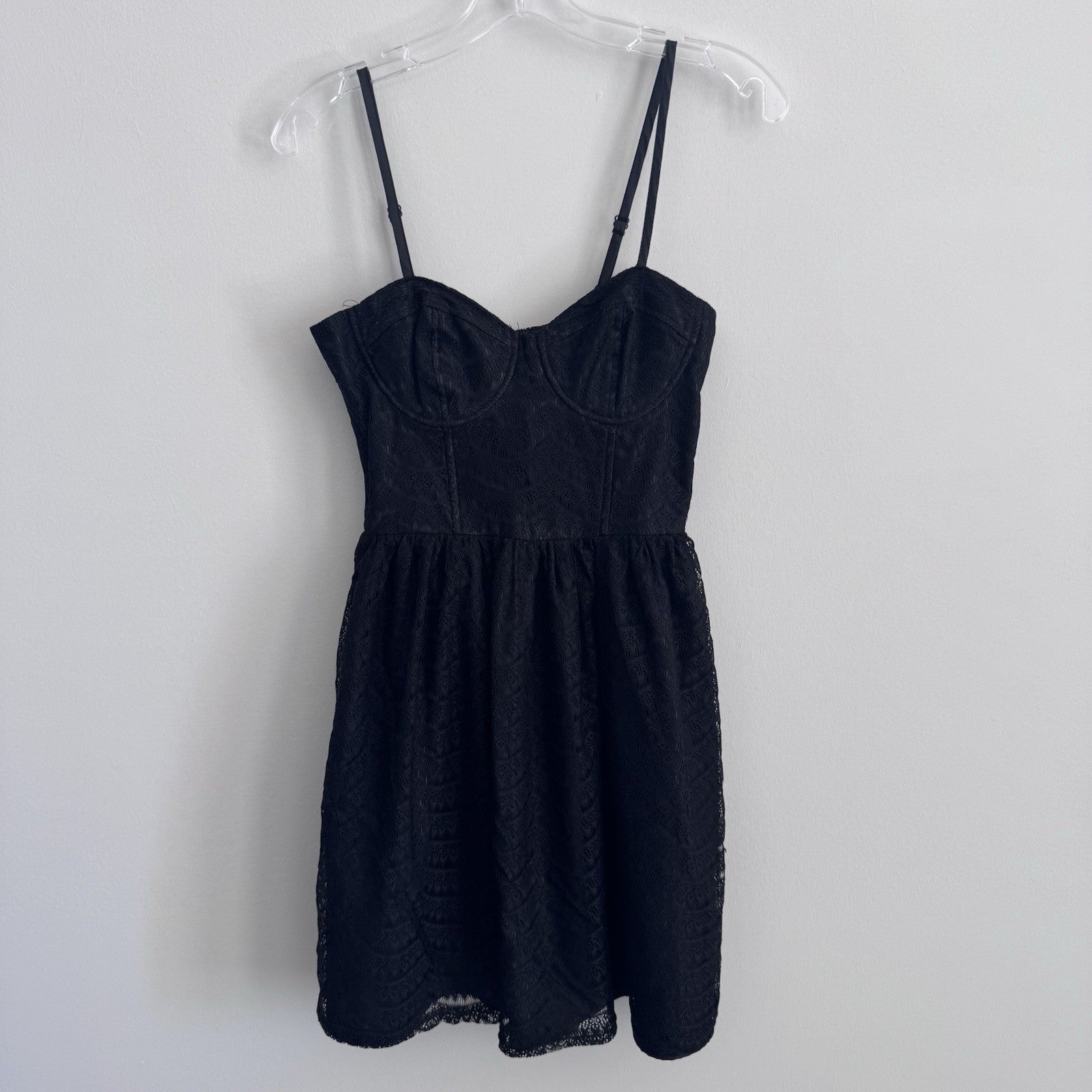 American Rag Company Black Lace Bustier Fit Flare Dress XS Mini