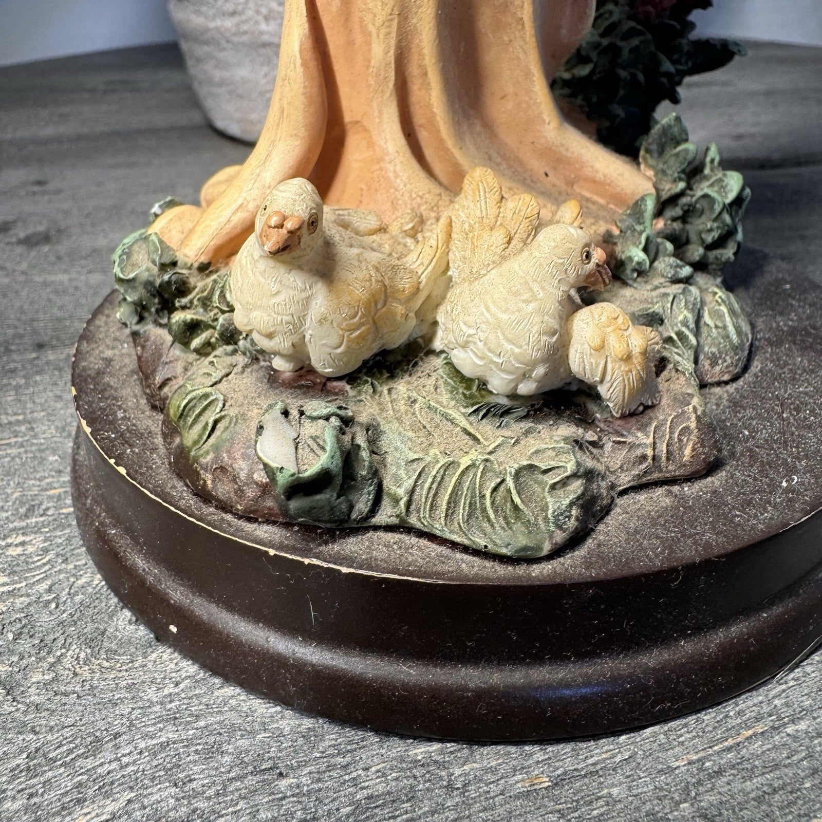 Vintage De Elina Angel with Cherub Figurine 10" Seraphim Statue Dove & Roses