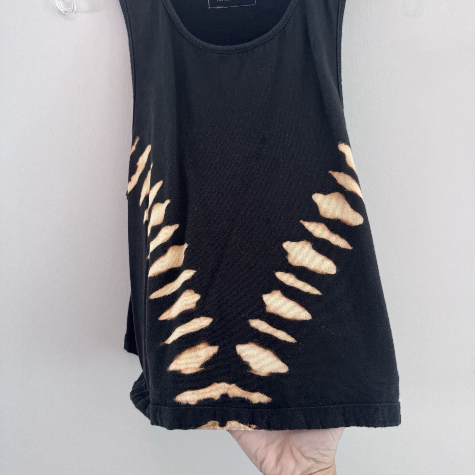 Free People We The Free Distressed Tank Top Black Cutout Bleach M