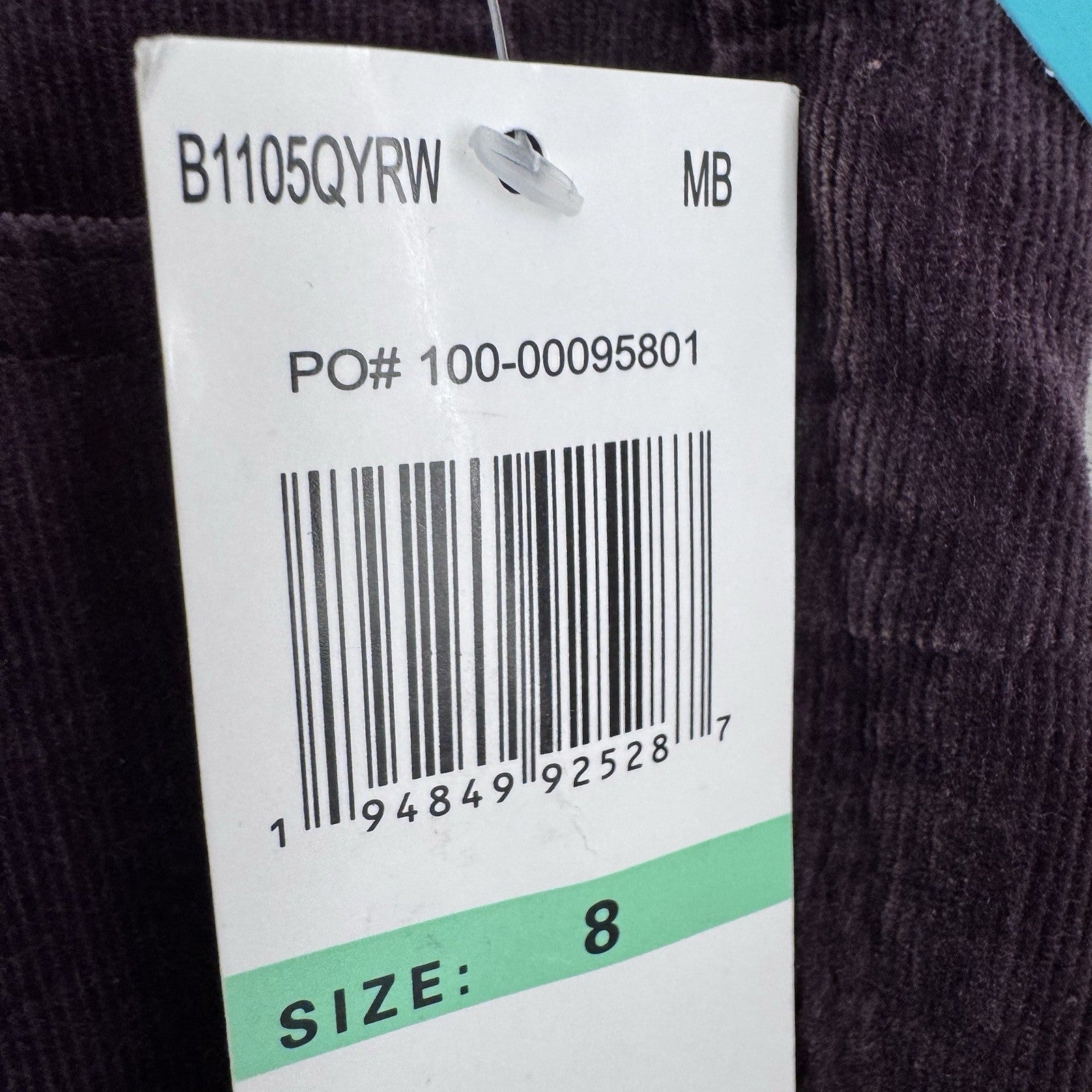 Democracy Absolution Jegging 8 Dark Purple Corduroy Jeri Skinny NWT