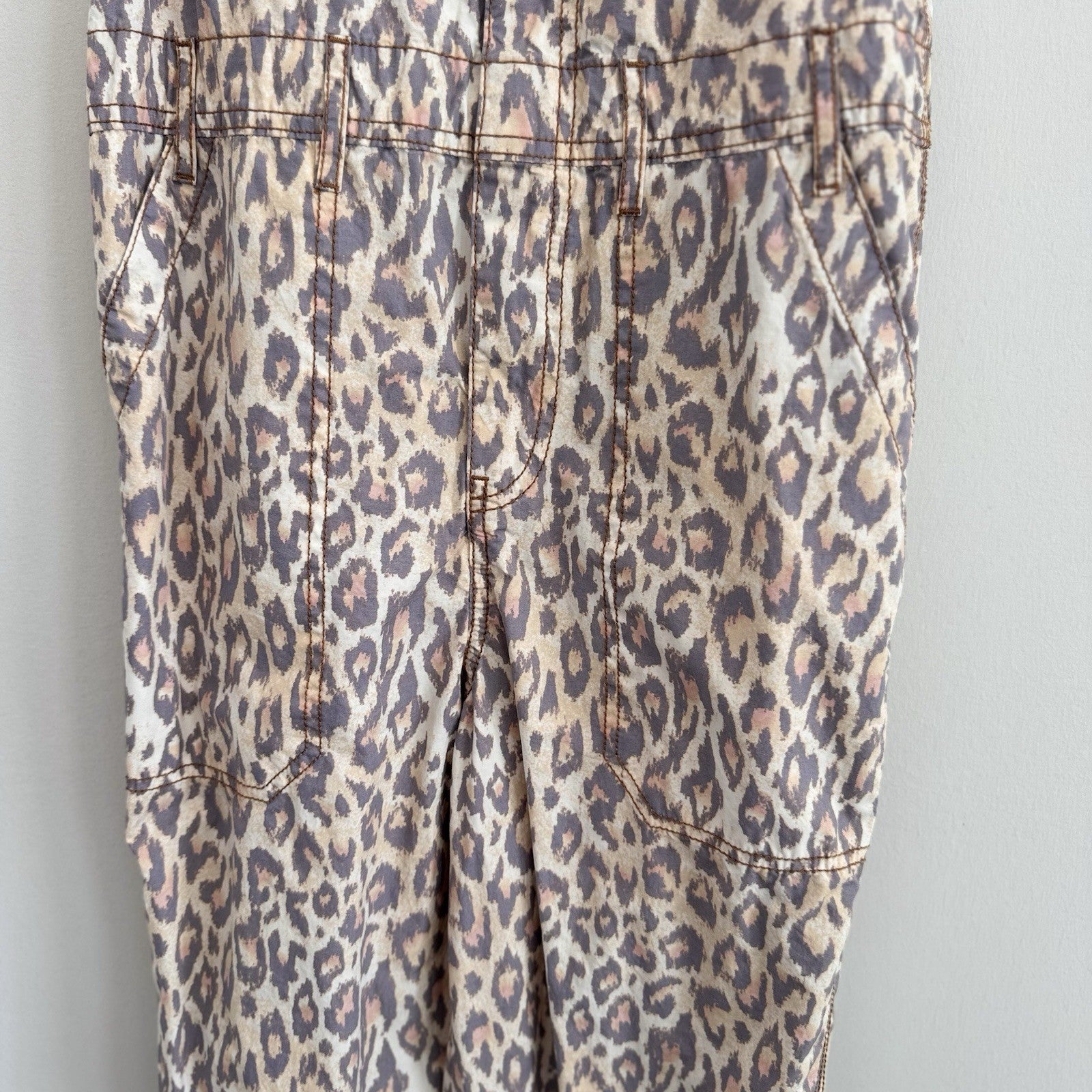 Urban Outfitters Leopard Print Overalls XS Canvas Carpenter Jumpsuit Y2K Street