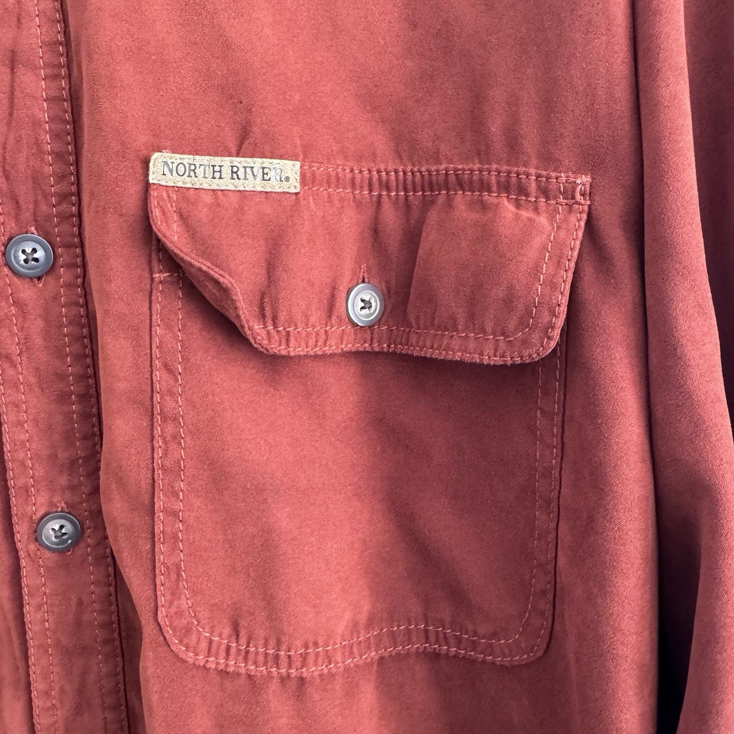 North River Outfitters Shirt Mens M Red Button Down Flannel 100% Cotton