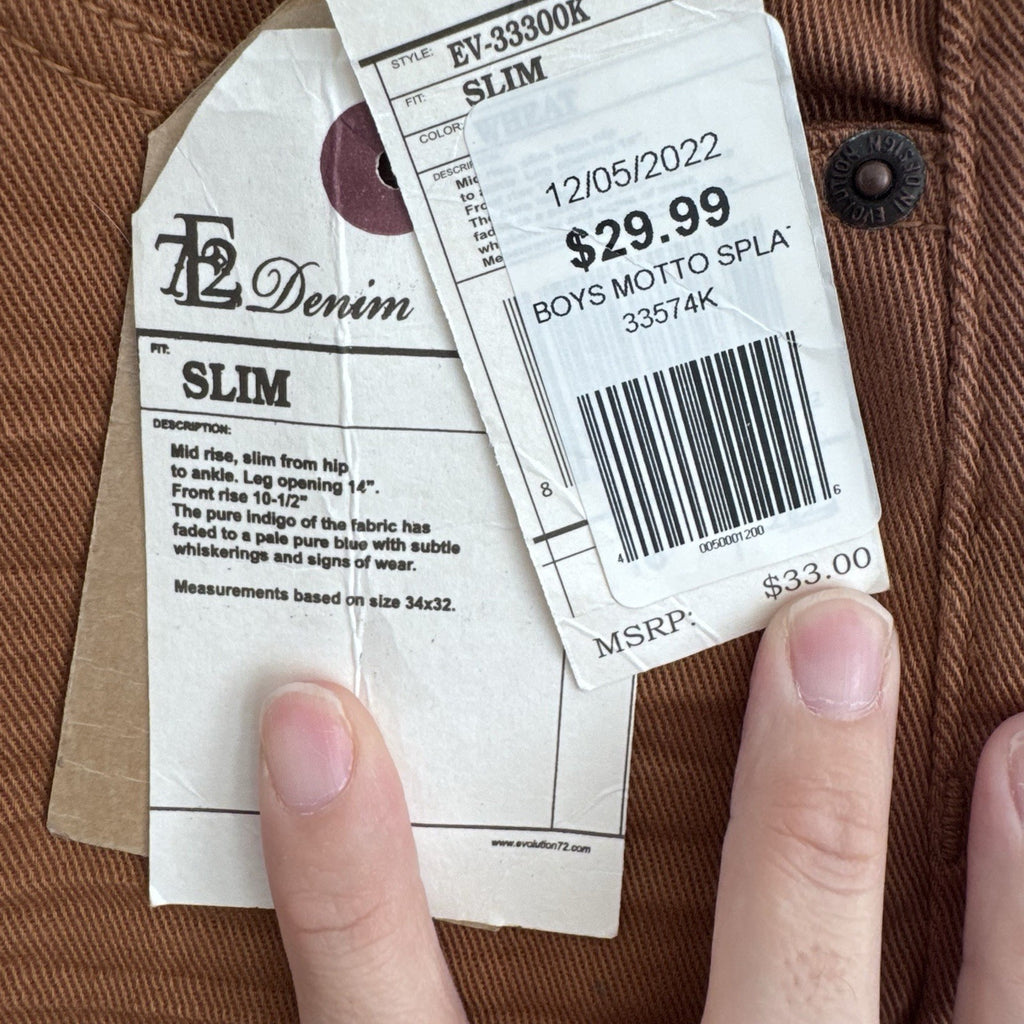 Evolution In Design Boys Slim Fit Jeans Size 16 Brown Stretch Denim NWT