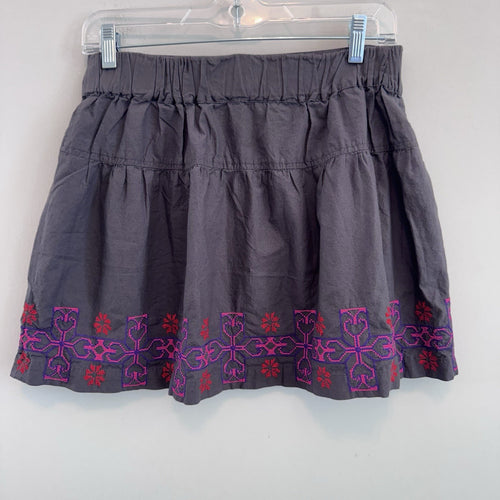 American Eagle Outfitters Gray Embroidered Boho Mini Skirt AEO Cotton Size M