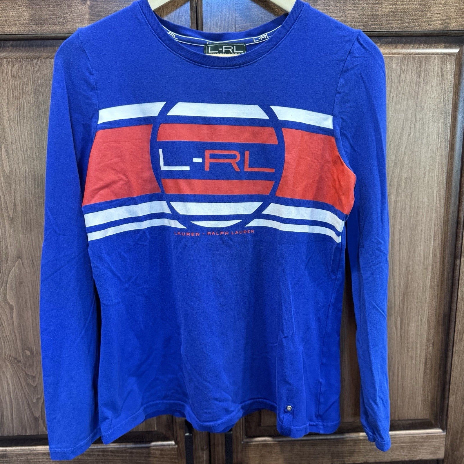 Lauren Active Ralph Lauren Blue Logo Long Sleeve Shirt Size L Cotton Blend