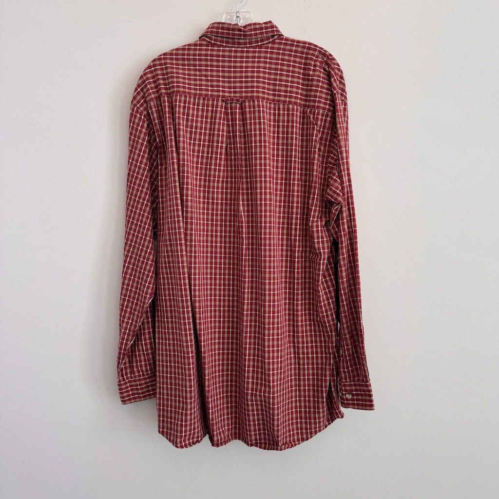 Columbia Plaid Button Down Shirt Mens XLT Red Cotton Long Sleeve Outdoor